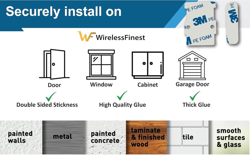 WirelessFinest 20x Replacement Secure Hold Adhesive Tape for SimpliSafe Entry Sensors Magnets, Strong Hold Double-Sided Pads for Easy Installation On Door Window, Pre-Cut No Cutting Needed, Peel & Stick, Premium - Image 5